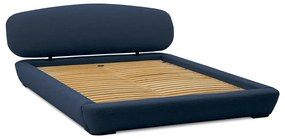 Sötétkék kárpitozott franciaágy ágyráccsal 160x200 cm Odette – Scandic