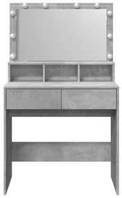 betonszürke fésülködőasztal LED-del 80 x 41 x 134,5 cm