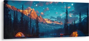 Kép - Kempingezés a hegyekben (120x50 cm)