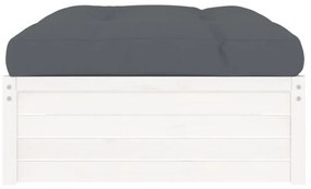vidaXL fehér tömör fenyőfa kerti lábzsámoly párnával 120x80 cm