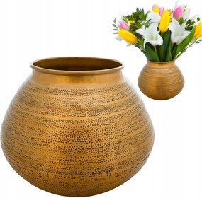 Nagy Váza Arany Fém Virág Csokor 33cm loft nehéz dekoratív