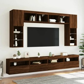 barna tölgyszínű fali TV-szekrény LED-del 60 x 30 x 40 cm