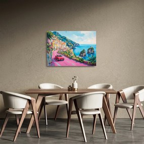 Üveg kép - Rózsaszín part menti út (70x50 cm)