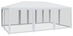 fehér HDPE rendezvénysátor 10 hálós oldalfallal 6 x 4 m