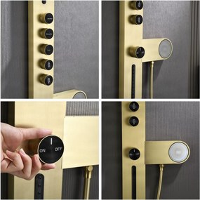 Zuhanypanel ELITE EDITION BSW1726 digitális kijelzővel, vízeséskifolyóval, több színváltozatban — Szálcsiszolt arany