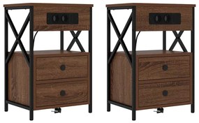 Éjjeliszekrény 2 pcs barna tölgy 40 x 31 x 60 cm Faanyag