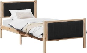 vidaXL Ágykeret fejtámlával Barna és fekete 90 x 200 cm Tömör fenyőfa