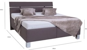 Kárpitozott ágy ALIS 180x200 cm matraccal és ágyneműtartóval, barna
