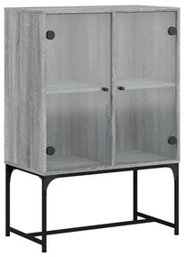 szürke sonoma színű kisszekrény üvegajtókkal 69x37x100 cm