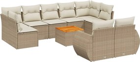 vidaXL 10 részes bézs polyrattan kerti ülőgarnitúra párnával