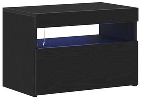 TV-szekrény LED világítással, fekete tölgy színben, 60x35x40 cm, összeszerelt fa