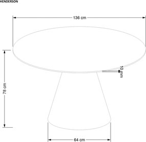 Henderson kerek étkezőasztal – dió 136 cm