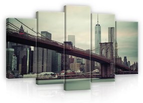 Vászonkép 5 darabos, Brooklyn híd, New York 100x60 cm méretben