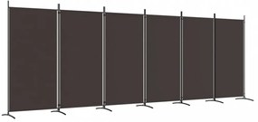 6 paneles barna szövet paraván 520x180 cm