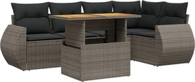 vidaXL 6 részes szürke polyrattan kerti ülőgarnitúra párnákkal