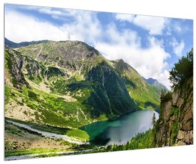 Hegyi tájkép és tó (90x60 cm)