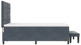 Box Spring Ágy Matraccal és Paddal Sötétszürke 140x200 cm Bársony
