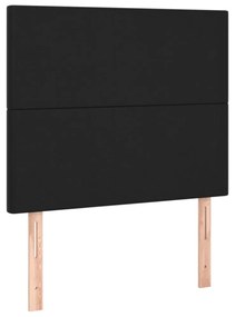 fekete műbőr ágykeret fejtámlával 100x200 cm
