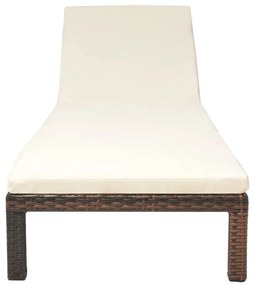 Barna polyrattan napozóágy párnával