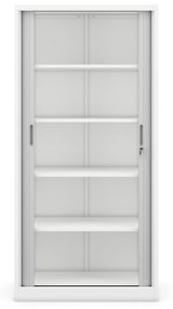 Fém szekrény harmonika ajtókkal DAMIAN, 900 x 1850 x 450 mm, fehér-szürke