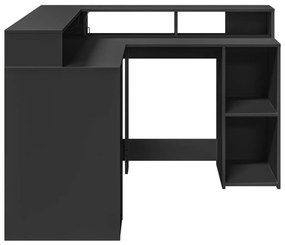 fekete szerelt fa íróasztal LED-világítással 130 x 130 x 91 cm