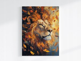 Vászonkép Canvas Portré Oroszlán Ősz Levelek Állat Afrika 60x80