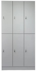 Fa gardrób Visio LUX - 6 doboz, 90 x 45 x 185 cm, hengerzár, szürke
