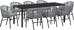 vidaXL Kert étkező szett 9 pcs Antracit Porszórt acél