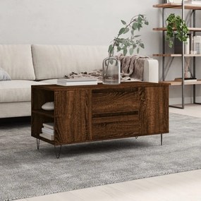 Barna tölgyszínű szerelt fa dohányzóasztal 102 x 44,5 x 50 cm