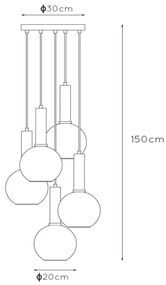 Lucide 45402/15/30 - Csillár zsinóron MARIUS 5xE27/40W/230V fekete