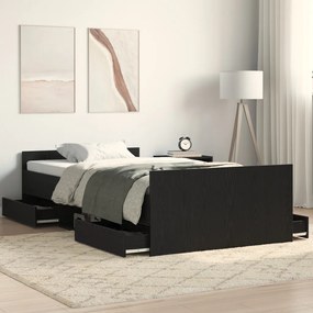 Ágykeret Matrac Nélkül Fekete Tölgy 90x190 cm Mérnöki Fa