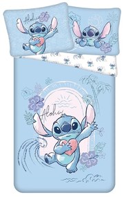 Kék egyszemélyes pamut gyerek ágyneműhuzat 140x200 cm Lilo and Stitch "Wave" – Jerry Fabrics