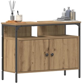 Fürdőszoba Mosdószekrény Kézműves Tölgy 80x30x60 cm Mérnök Fa