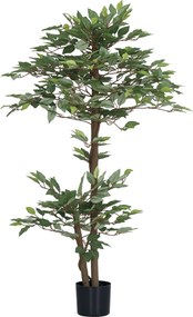Outsunny 150 cm Mesterséges Ficusz Fa Dísznövény Cserépben Otthonra, nappalira, irodába Ø15x150 cm Zöld | Aosom