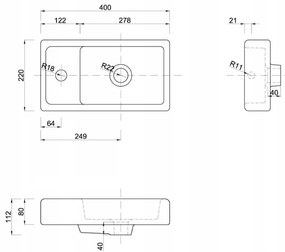 Cersanit - SET skrinka + umývadlo, biely lesk, Moduo 40, S801-218-DSM