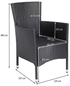 Deuba Rattan fotelek 2 db - fekete/krém színű párnákkal
