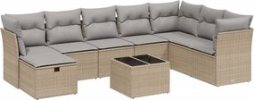 vidaXL 9 részes vegyes bézs polyrattan kerti ülőgarnitúra párnákkal