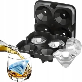 Jégkocka Forma Jég Szilikon Gyémånt Nagy XL 4 db-os