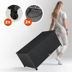 RICCO polyrattan tárolódoboz, 122x56x61cm, fekete Casaria