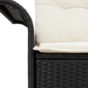 Kerti kanapé párnával Fekete 141 x 62 x 69 cm polirattan