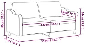 vidaXL kétszemélyes krémszínű szövetkanapé 140 cm