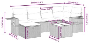 7 részes barna polyrattan kerti ülőgarnitúra párnákkal