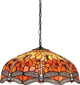 Endon klasszikus tiffany függeszték dragonfly flame sötétbarna sokszínű end64082