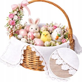 Fehér Szalvéta Húsvéti Kosár 54x54 csipkés nagy