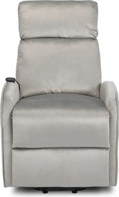 Fotel Elektrycznie Rozkładany COLTON z Funkcją Wstawania Szary Welurowy