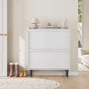 Cipőszekrény, Lehúzható Fiókok, Állítható Polc, Rejtett Tároló, Antik Fehér