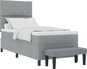 vidaXL Boxrugós ágy matracmal Világosszürke 100 x 200 cm szövet