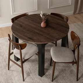 Bővíthető Étkezőasztal Kézműves Dió/Fekete Színben. HARRY 102-142 cm