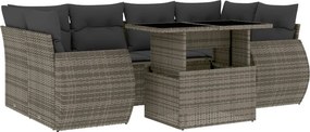 vidaXL 7 részes szürke polyrattan kerti ülőgarnitúra párnákkal