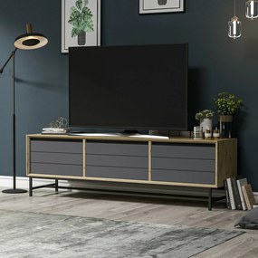 [en.casa] TV-állvány Gørlev 45x160x37 cm kézműves tölgy antracit fekete